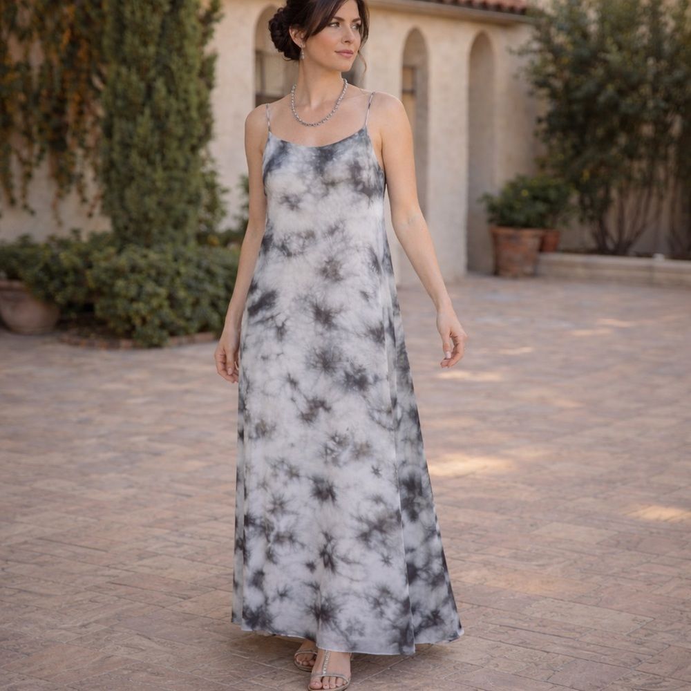 NWT Jones New York 100% Silk Tie Dye Summer Maxi Dress $364